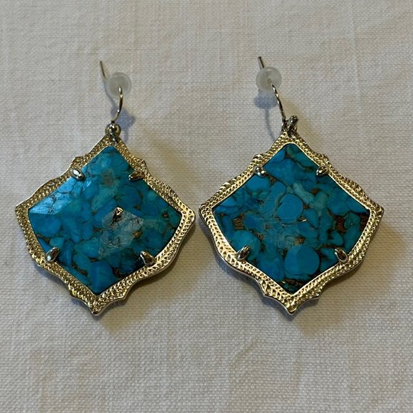 Kendra Scott Jewelry - Kendra Scott Kirsten Gold Drop Earrings in Veined Turquoise Magnesite